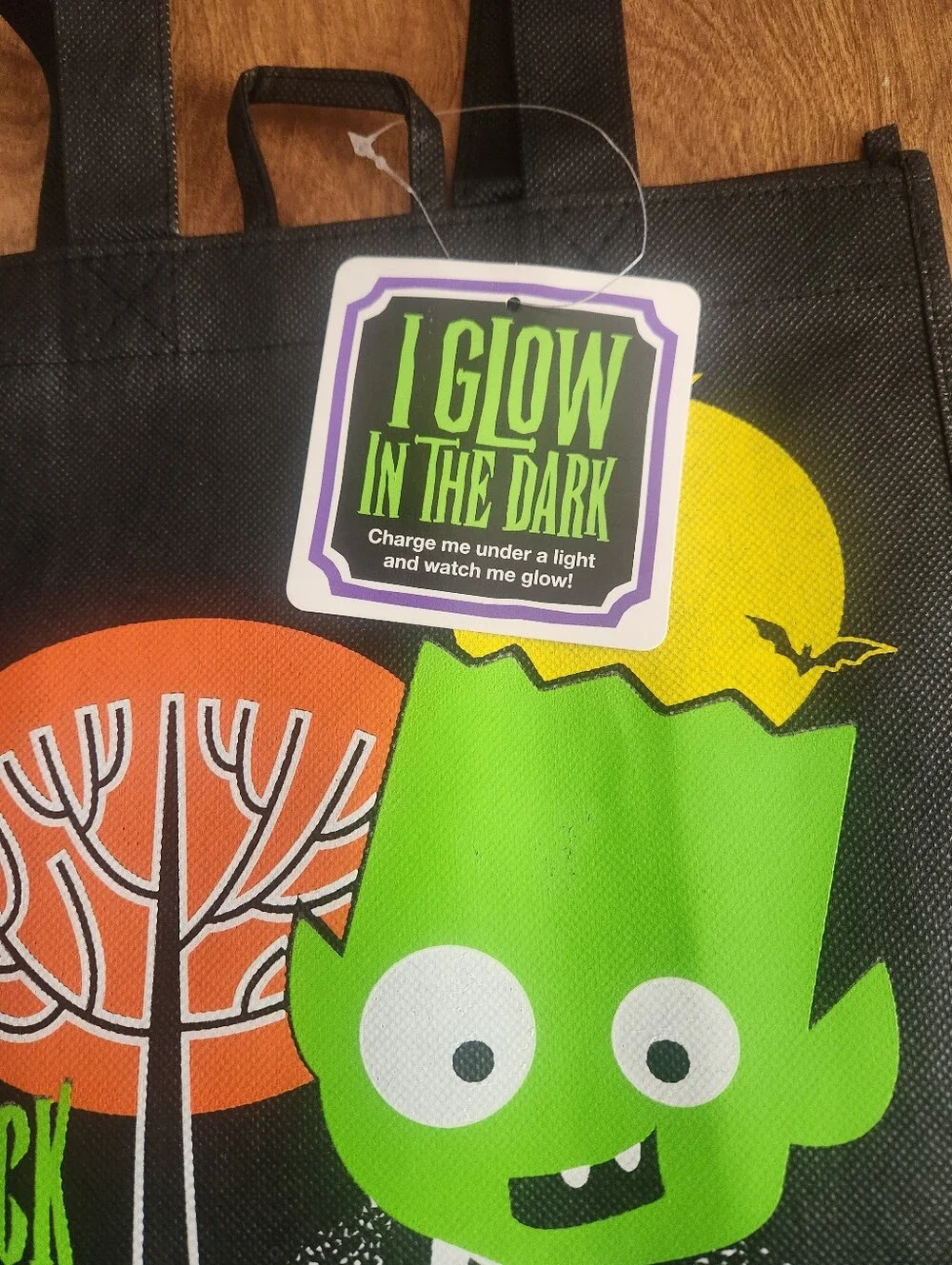Calvin Klein Black Tote with Neon Green Monster Graphic